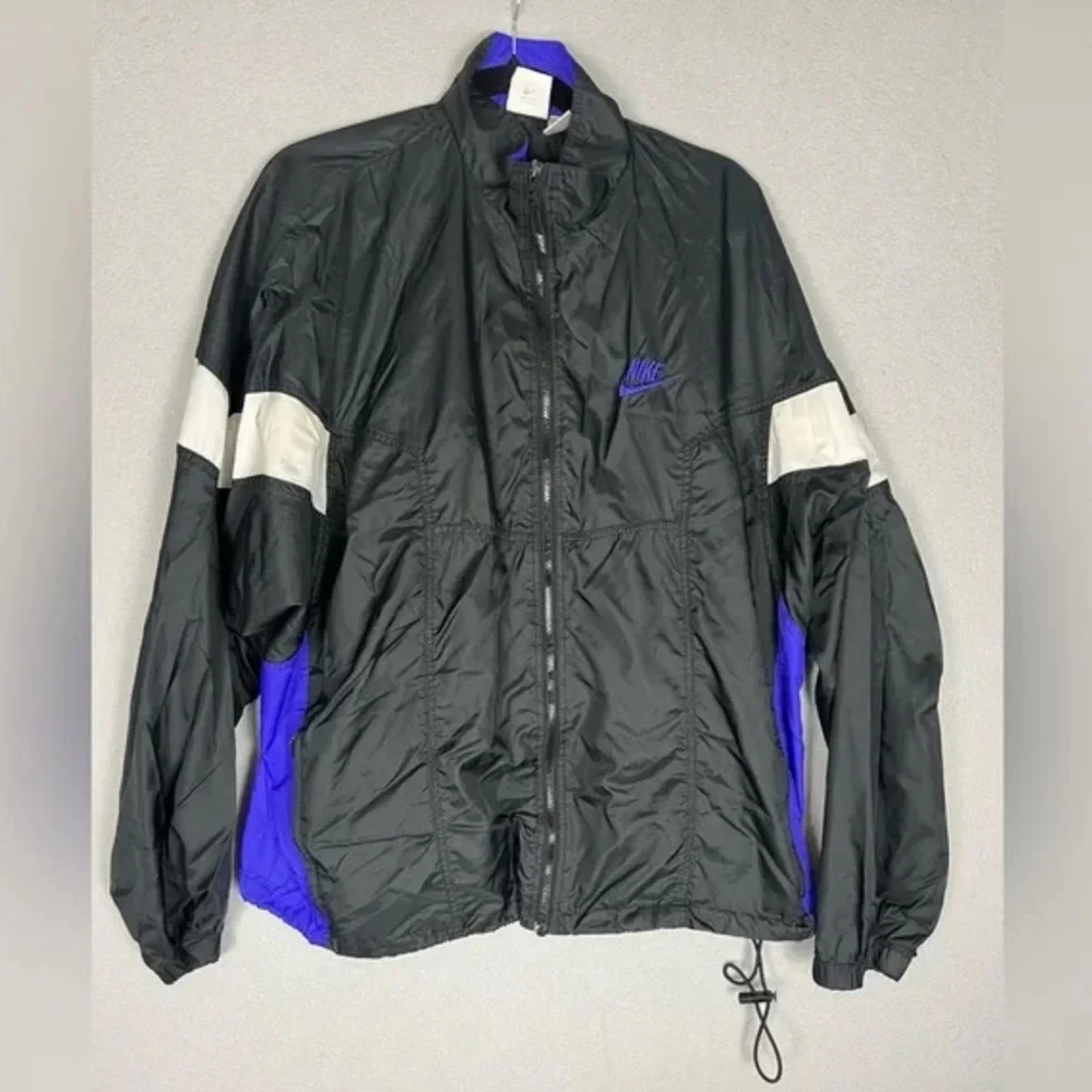 90s vtg Nike Colorblock Nylon Jacket • Black / Purple • XL